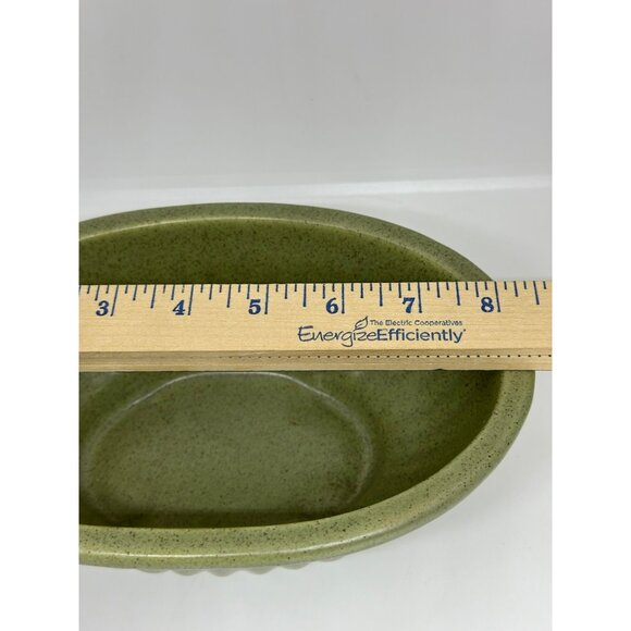 Vintage Haeger Pottery USA 3938-A Green Oval Ribbed Planter Bowl 8"x3" MCM USA - Picture 7 of 8